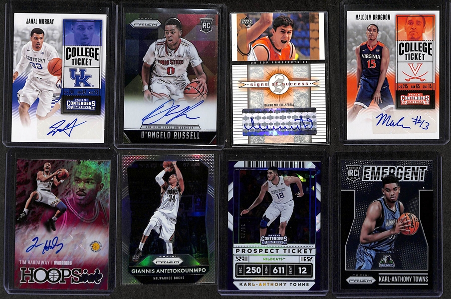 Basketball Card Bulk Lot (3 Row Box) w. (31) Autographs, (27) Numbered Cards, Top Rookies (LeBron, Anthony Edwards), +