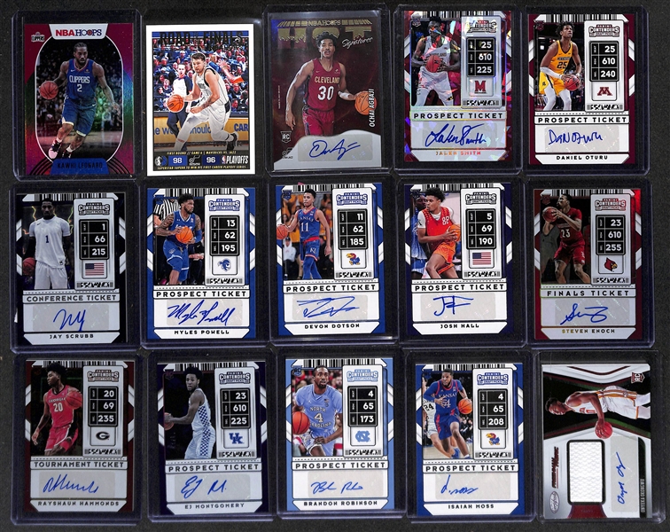 Basketball Card Bulk Lot (3 Row Box) w. (31) Autographs, (27) Numbered Cards, Top Rookies (LeBron, Anthony Edwards), +