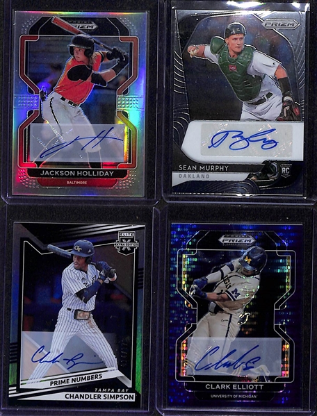 Baseball Card Bulk Lot (3 Row Box) w. 44 Autographs + Jerseys inc. Jackson Holliday, Sean Murphy, Chandler Simpson, +