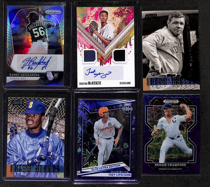 Baseball Card Bulk Lot (3 Row Box) w. 44 Autographs + Jerseys inc. Jackson Holliday, Sean Murphy, Chandler Simpson, +