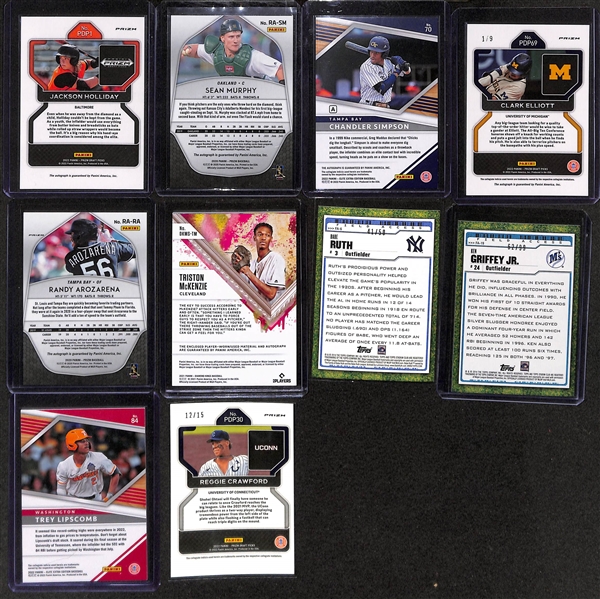 Baseball Card Bulk Lot (3 Row Box) w. 44 Autographs + Jerseys inc. Jackson Holliday, Sean Murphy, Chandler Simpson, +