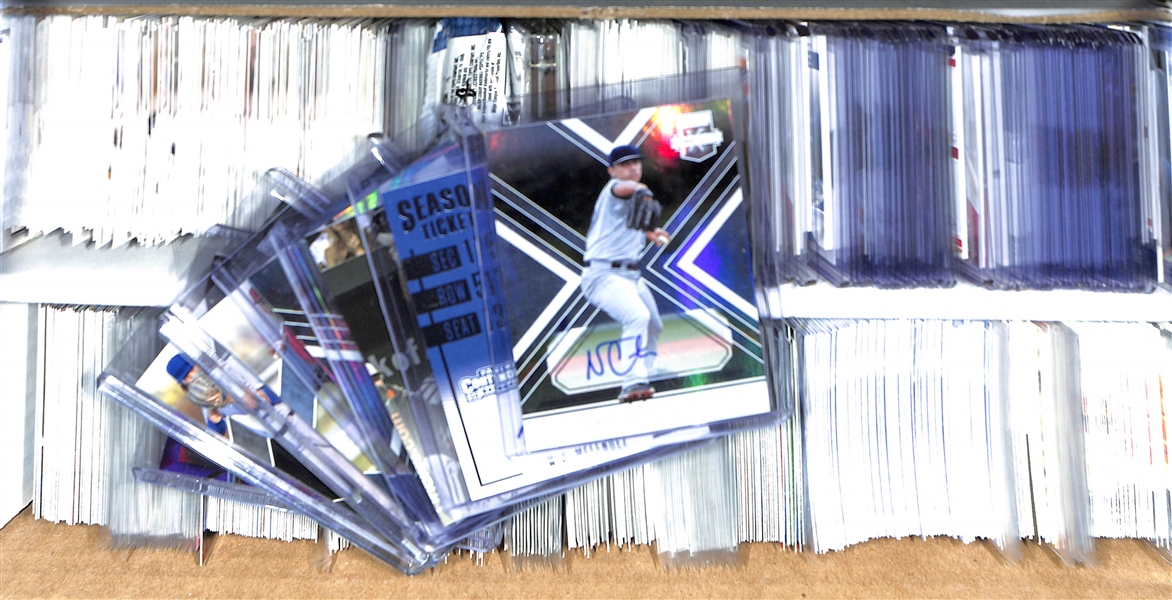 Baseball Card Bulk Lot (2 Row Box) w. 77 Autographs + Jerseys, (70) Numbered Cards, Rookies, +