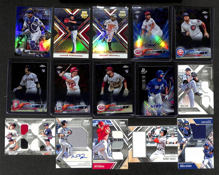 Baseball Card Bulk Lot (2 Row Box) w. 77 Autographs + Jerseys, (70) Numbered Cards, Rookies, +
