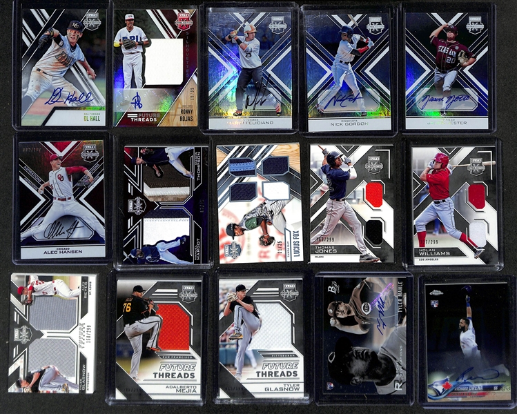 Baseball Card Bulk Lot (2 Row Box) w. 77 Autographs + Jerseys, (70) Numbered Cards, Rookies, +