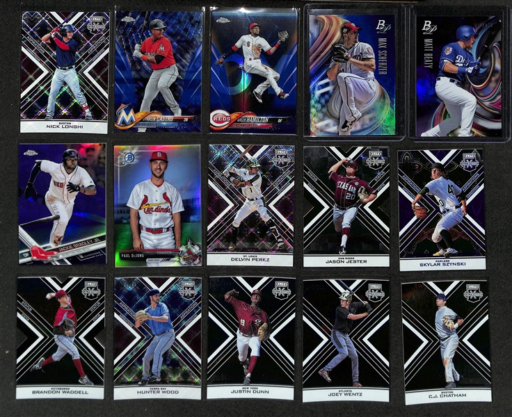 Baseball Card Bulk Lot (2 Row Box) w. 77 Autographs + Jerseys, (70) Numbered Cards, Rookies, +