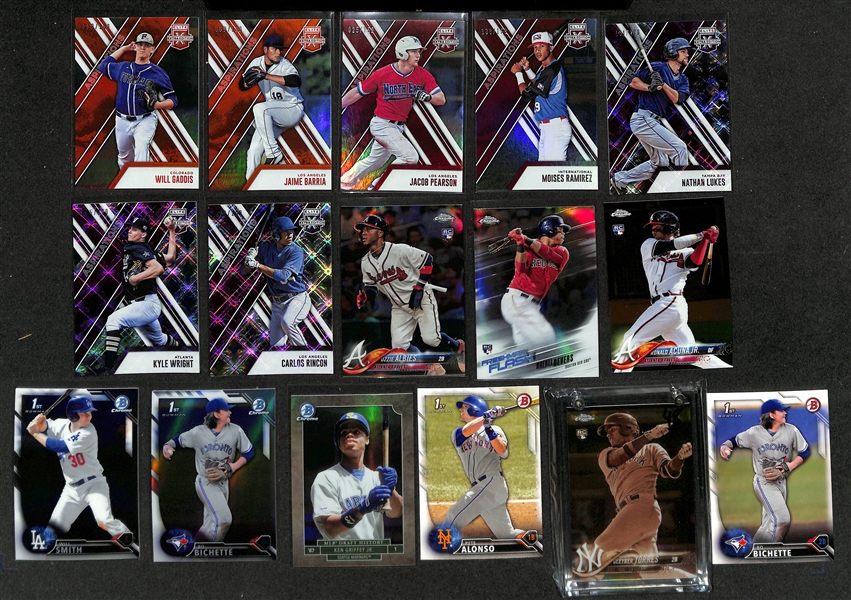 Baseball Card Bulk Lot (2 Row Box) w. 77 Autographs + Jerseys, (70) Numbered Cards, Rookies, +