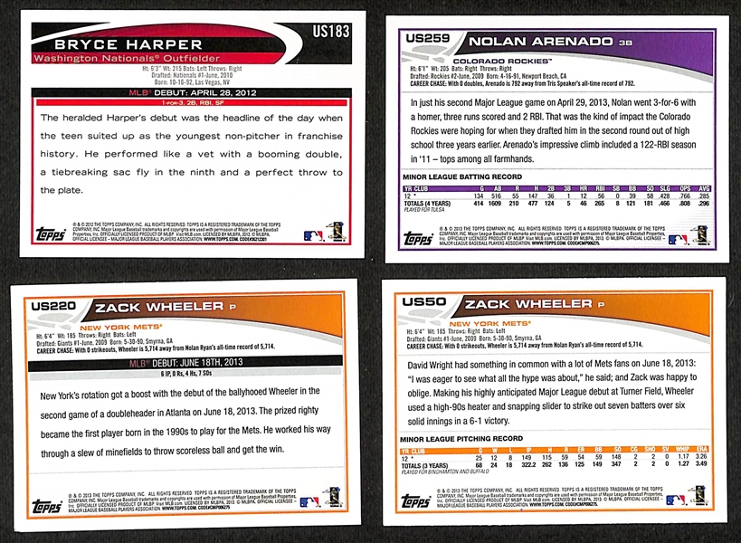 2012 Topps Update + 2013 Topps Update Complete Sets (Harper, Arenado, Wheeler Rookies) w. 2013 Update Inserts, Parallels, Relics