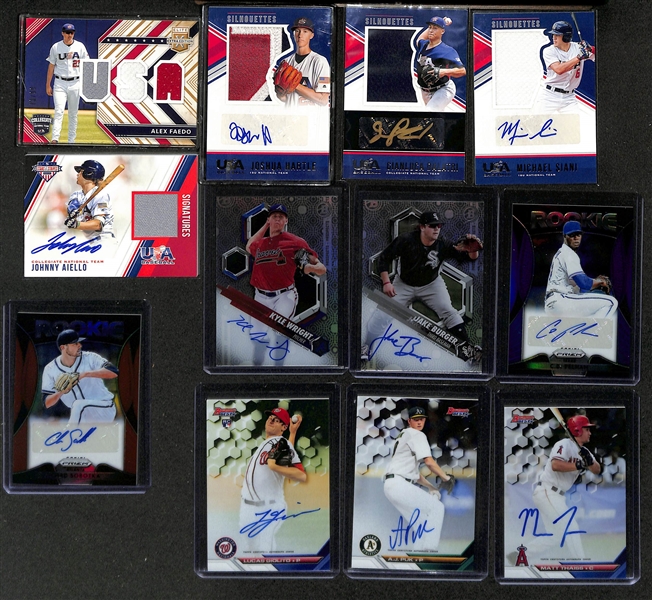 Baseball Card Bulk Lot (4 Row Box) w. (54) Autographs + Relics, (69) Numbered Cards, Top Rookies, +