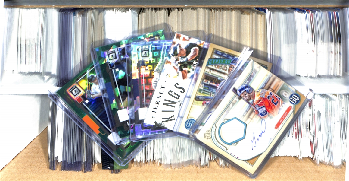 Baseball Card Bulk Lot (2 Row Box) w. (19) Autographs + Relics, (34) Numbered Cards, +