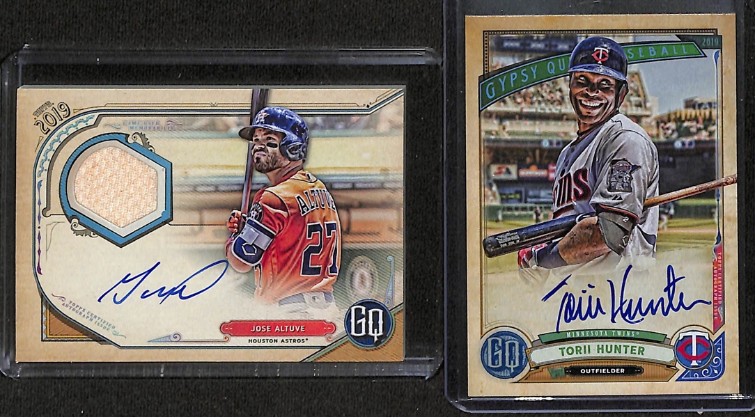 Baseball Card Bulk Lot (2 Row Box) w. (19) Autographs + Relics, (34) Numbered Cards, +