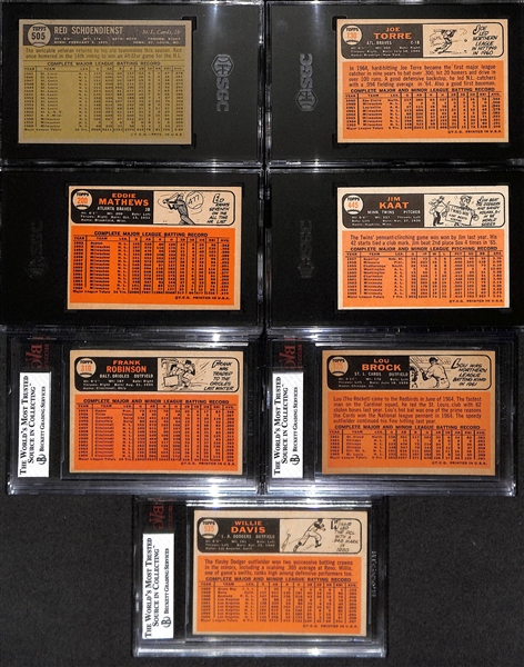 Lot of (3) SGC Graded & (3) BVG Graded 1966 & (1) SGC 1961 Topps Baseball Cards w. Red Schoendienst SGC 7