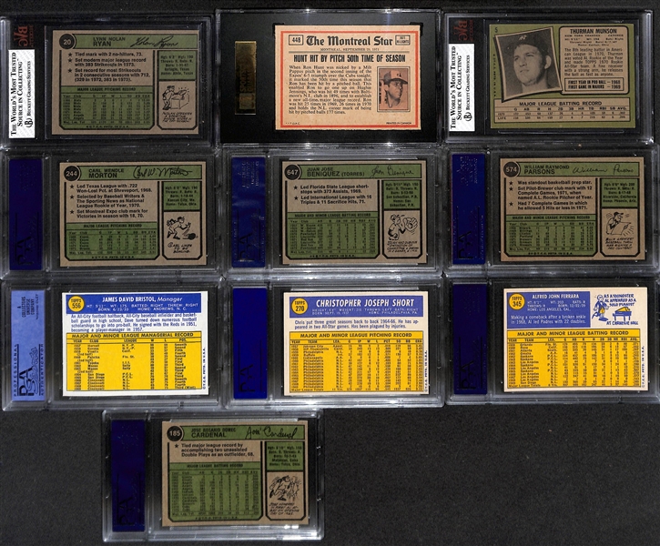Lot of (10) 1970-1974 Graded Baseball Cards w. a 1974 Topps Nolan Ryan BVG 6 & 1972 O-Pee-Chee Willie Stargell SGC 8