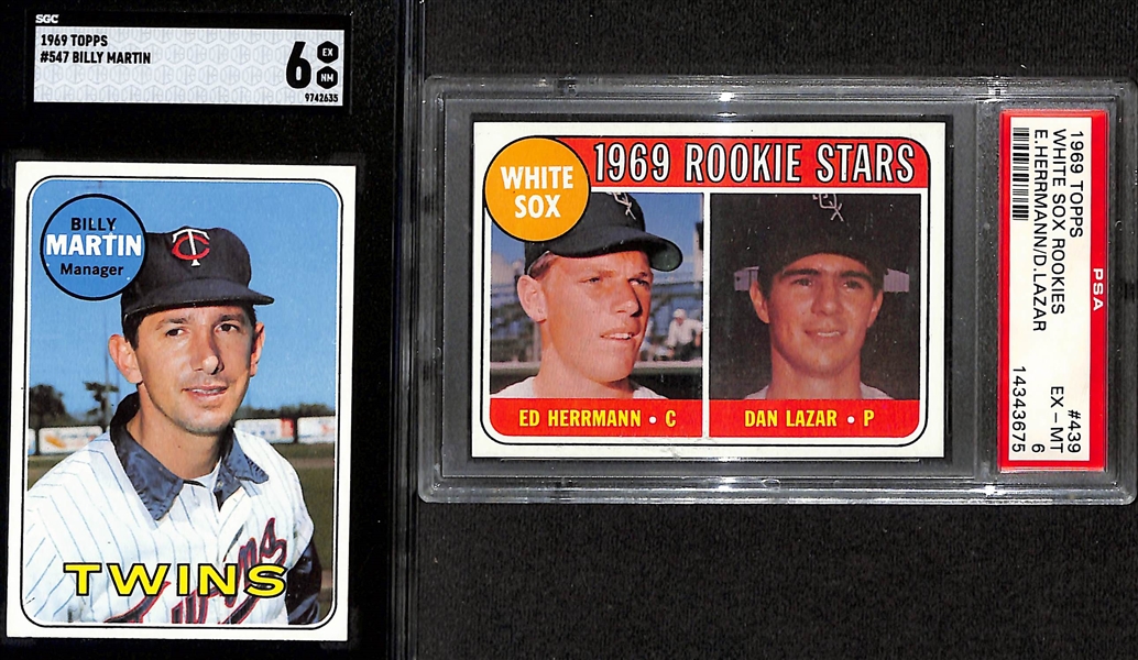 Lot of (7) Graded 1969 Topps Baseball Cards w. Roberto Clemente SGC 4.5