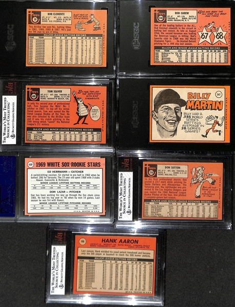 Lot of (7) Graded 1969 Topps Baseball Cards w. Roberto Clemente SGC 4.5
