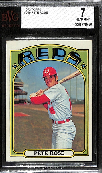 1971 Topps Pete Rose #100 PSA 4 & 1972 Topps Pete Rose #599 BVG 7