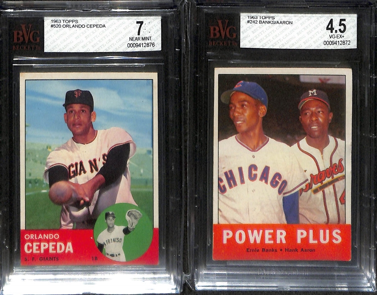 Lot of (12) Graded 1963 Topps Baseball Cards w. Frank Robinson SGC 6 & Mays/Musial BVG 5.5