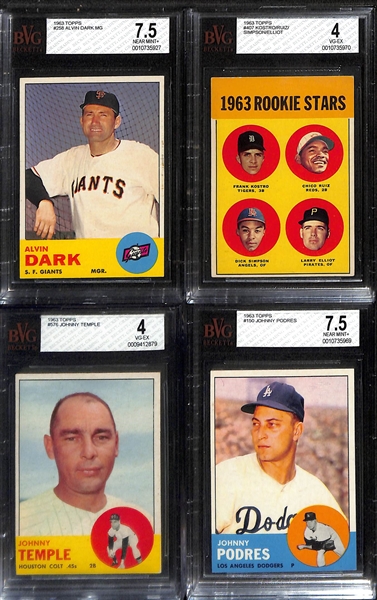 Lot of (12) Graded 1963 Topps Baseball Cards w. Frank Robinson SGC 6 & Mays/Musial BVG 5.5
