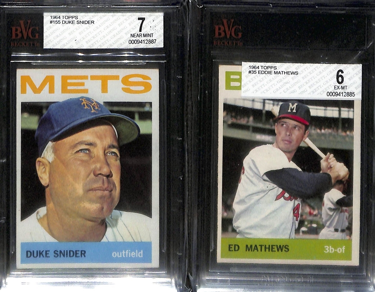 Lot of (10) PSA Graded & (5) BVG Graded 1964 Topps Baseball Cards inc. Roberto Clemente BVG 4.5