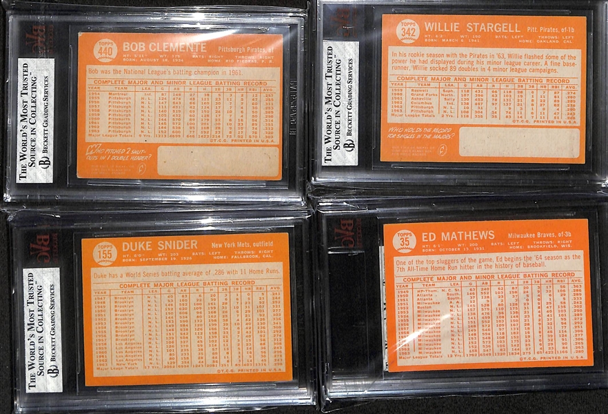 Lot of (10) PSA Graded & (5) BVG Graded 1964 Topps Baseball Cards inc. Roberto Clemente BVG 4.5