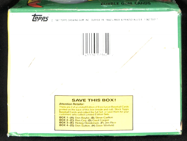 Lot of (5) Sealed Baseball Wax Boxes inc. a 1987 Topps Baseball Wax Box