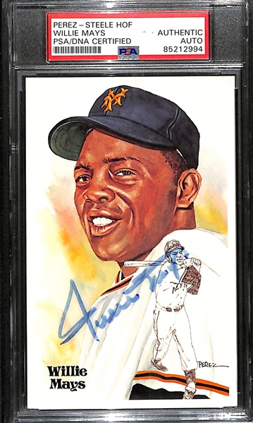 Willie Mays Signed Perez Steele HOF Card (PSA/DNA Encased)