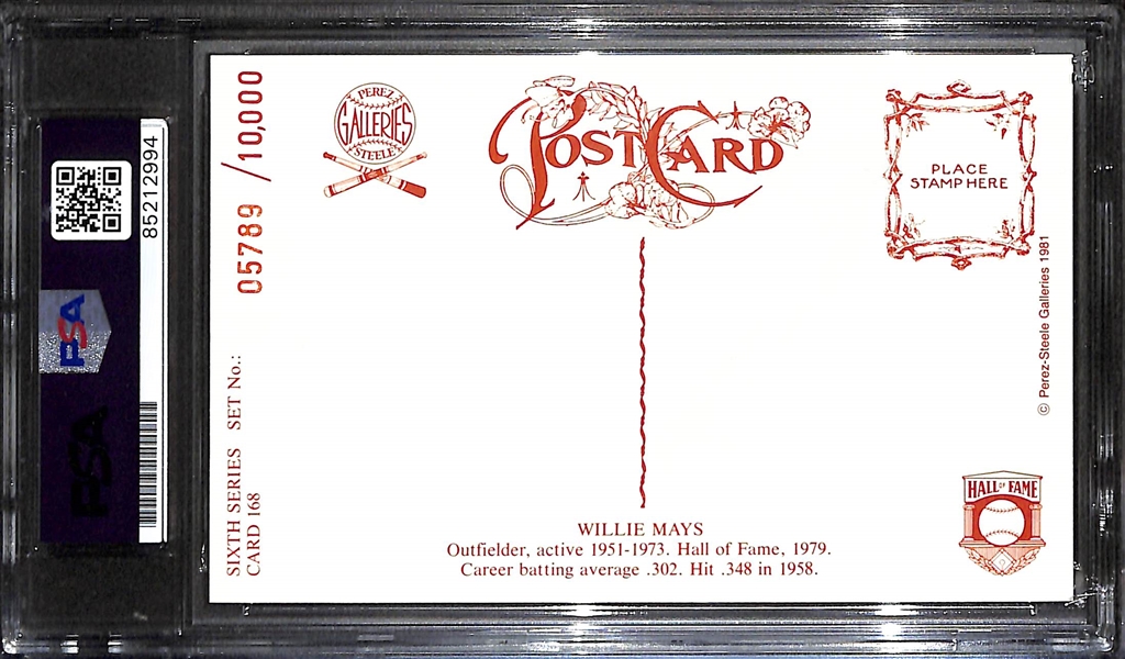 Willie Mays Signed Perez Steele HOF Card (PSA/DNA Encased)