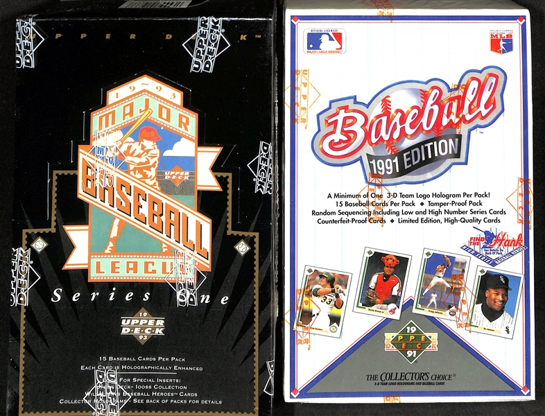 Lot of (4) Sealed Upper Deck Baseball Wax Boxes w. a 1990 Upper Deck Baseball