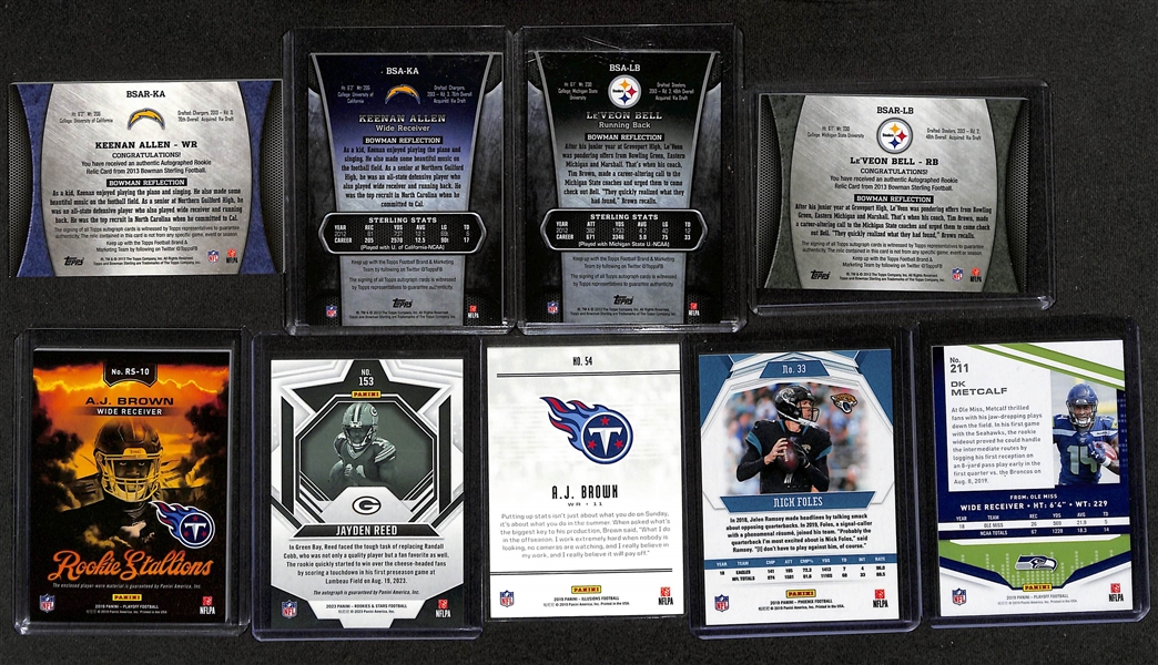 Football Card Bulk Lot (2 Row Box) w. (66) Autographs + Patches, (49) Numbered Cards, Top Rookies, +