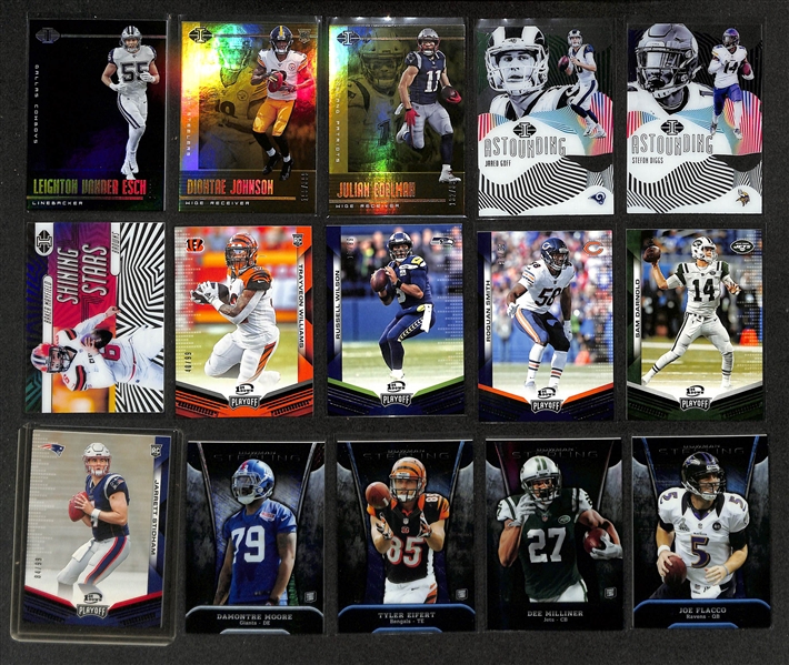 Football Card Bulk Lot (2 Row Box) w. (66) Autographs + Patches, (49) Numbered Cards, Top Rookies, +