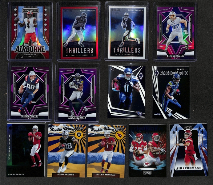 Football Card Bulk Lot (2 Row Box) w. (66) Autographs + Patches, (49) Numbered Cards, Top Rookies, +