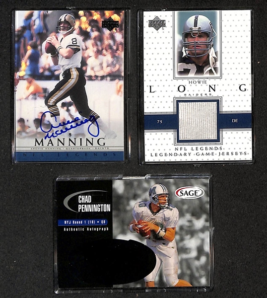 1999-2000 Football Card Bulk Lot (3 Row Box) w. (35) Autographs + Patches, (52) Numbered Cards, Complete Sets, +