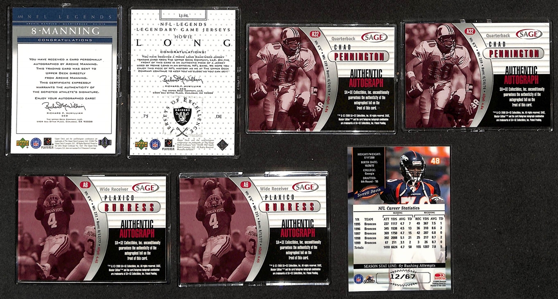 1999-2000 Football Card Bulk Lot (3 Row Box) w. (35) Autographs + Patches, (52) Numbered Cards, Complete Sets, +