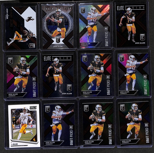 Football Card Bulk Lot w. (36) Autographs + Patches, (24) Numbered Cards, Top Rookies (Josh Allen, Saquon Barkley, Lamar Jackson), +