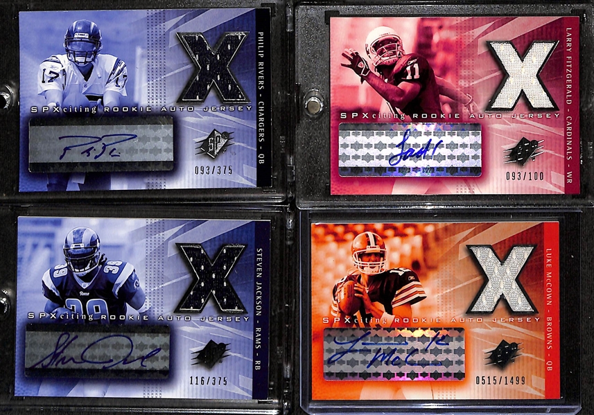 2004 Upper Deck SPx NFL Rookie SPXciting Autograph Rookie Card Set (All 31 Cards) w.  Eli Manning SGC 8 (10 Auto) , Ben Roethlisberger SGC 8 (10 Auto), Philip Rivers SGC 8, Larry Fitzgerald SGC 8.5, +