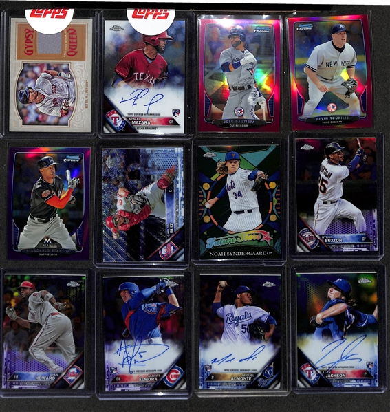Baseball Card Bulk Lot (3 Row) w. (36) Autographs + Jerseys, (27) Numbered Cards, Top Rookies, +