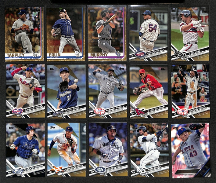 Lot of (3) Complete Sets - 2017 Topps, 2016 Topps Update, 2019 Topps Series 2 w. Inserts, Parallels, Autographs (Judge, Tatis, Seager Rookies)