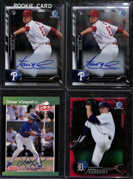 Baseball Card Bulk Lot (3 Row Box) w. 2016 Bowman Complete Set, (22) Autographs + Relics inc. (2) Bowman Chrome Aaron Nola Rookie Autographs