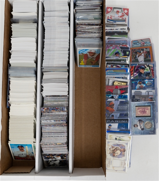 Baseball Card Bulk Lot (3 Row Box) w. 2019 Topps Update Complete Set, 2012 Bowman Complete Set, (16) Autographs + Relics, +