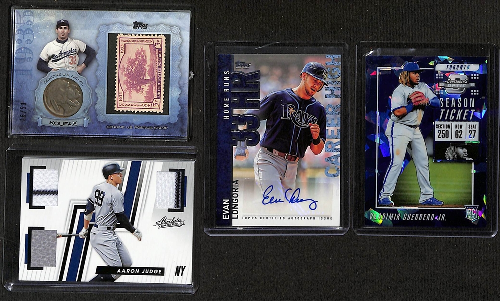 Baseball Card Bulk Lot (3 Row Box) w. 2019 Topps Update Complete Set, 2012 Bowman Complete Set, (16) Autographs + Relics, +