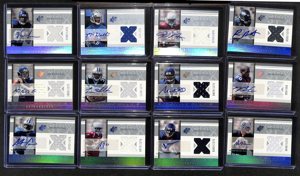 2005 Upper Deck SPx NFL Rookie SPXciting Autograph Rookie Cards (31 of 33 Cards in the Set) w. Aaron Rodgers SGC 9.5, Alex Smith SGC 9.5, +