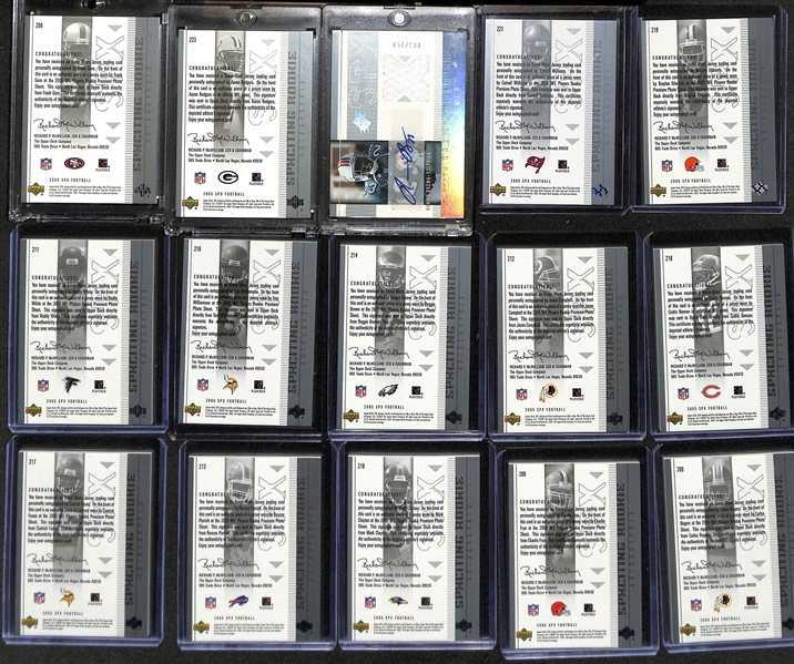 2005 Upper Deck SPx NFL Rookie SPXciting Autograph Rookie Cards (31 of 33 Cards in the Set) w. Aaron Rodgers SGC 9.5, Alex Smith SGC 9.5, +