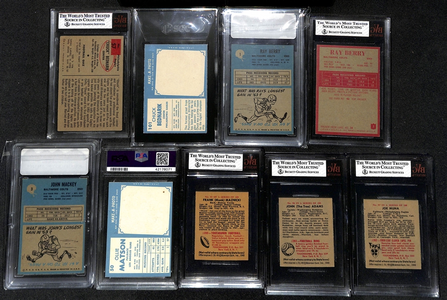 Lot of (9) 1954-1964 Bowman & Topps Football Cards w. Chuck Bednarik (HOF)