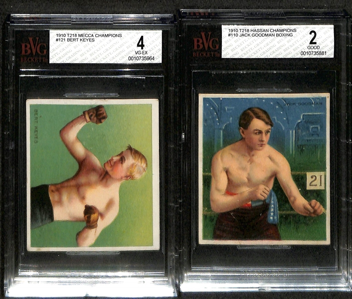 (2) 1910 & (2) 1948 BVG Graded Boxing Cards w. 1948 Leaf Joe Louis (IBHOF) #48 BVG 3.5