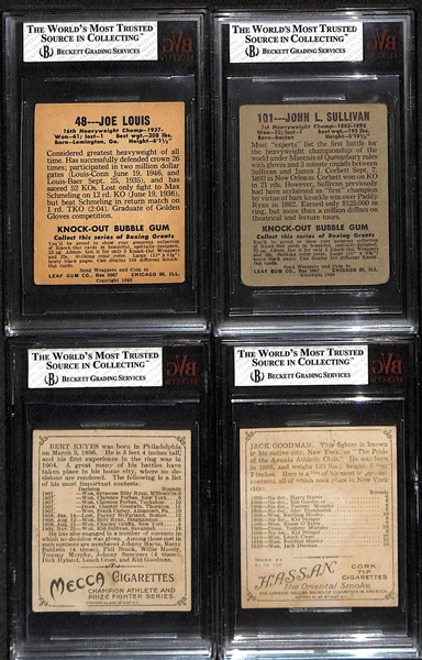 (2) 1910 & (2) 1948 BVG Graded Boxing Cards w. 1948 Leaf Joe Louis (IBHOF) #48 BVG 3.5
