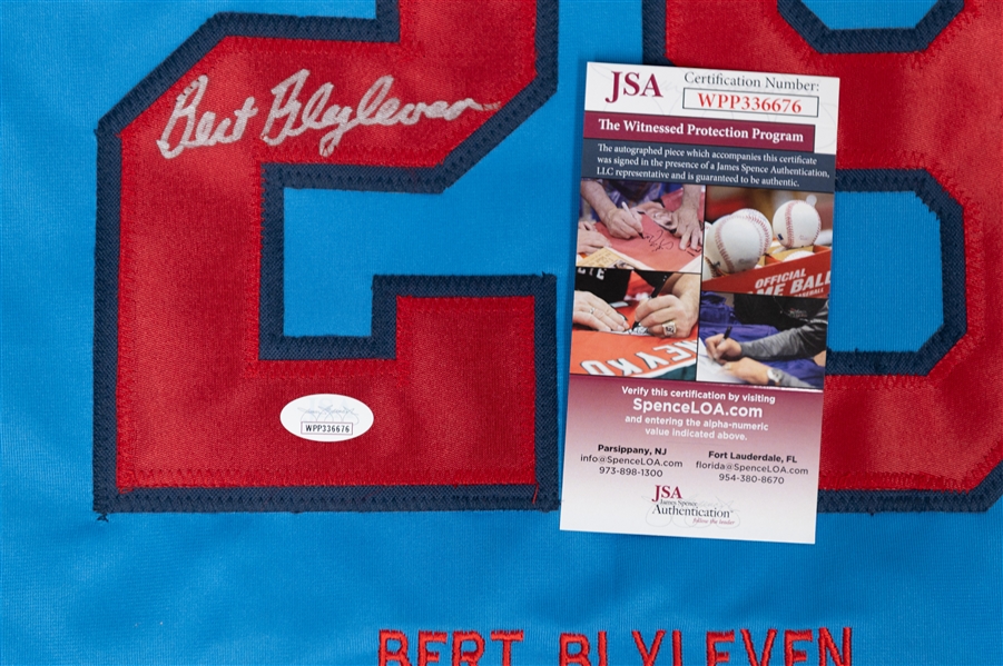 Bert Blyleven Minnesota Twins Autographed Stitched  Stat Jersey (JSA COA)