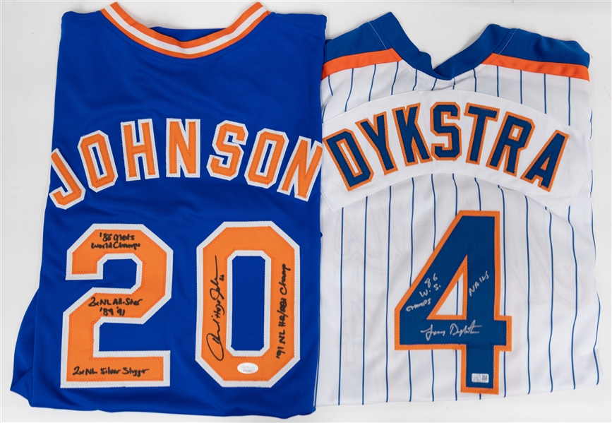 Lenny Dykstra Signed Mets & Howard Johnson (JSA) Signed Mets Baseball Jerseys (JSA Auction Letter)