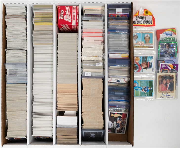 Baseball Card Collection (5 Row Box) w. (91) Autographs + Relics, Complete + Partial Sets, +