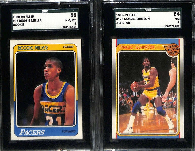 1988-89 Fleer Basketball Partial Set w. Michael Jordan SGC Grade 8, Michael Jordan All Star Grade SGC 7, +