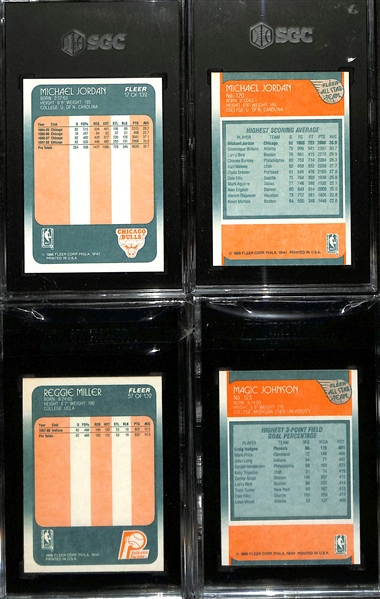 1988-89 Fleer Basketball Partial Set w. Michael Jordan SGC Grade 8, Michael Jordan All Star Grade SGC 7, +