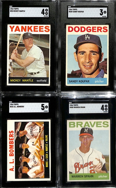 Complete 1964 Topps Baseball Set (587 Cards) w. 8 SGC Graded Cards inc. Mantle & Koufax